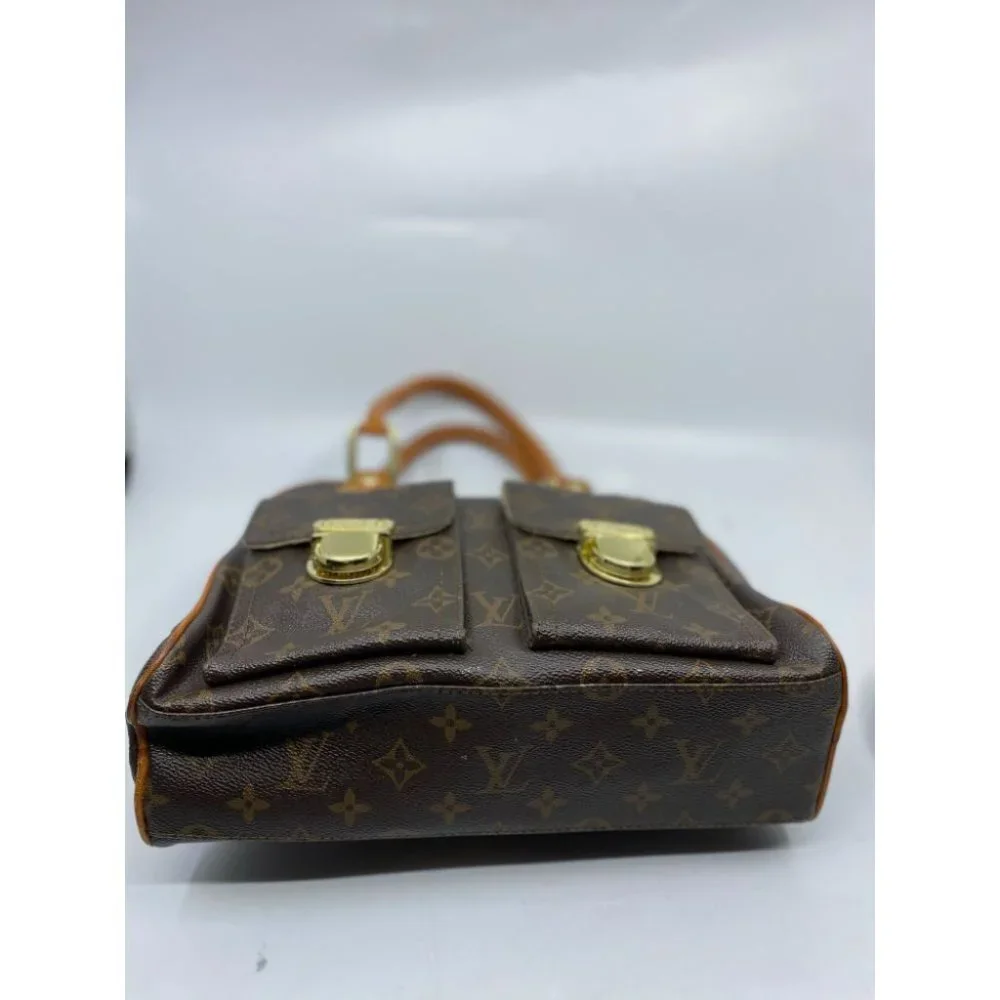 Authentic Louis Vuitton Manhattan PM Brown Tote Handbag w Cert